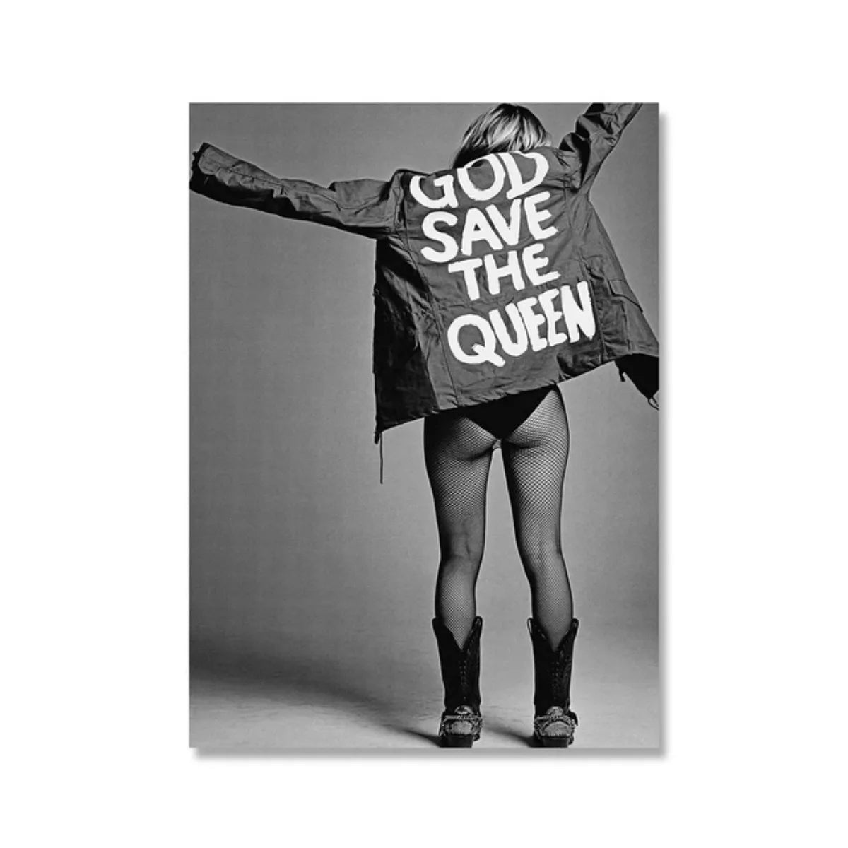 High-quality canvas print of Kate Moss smoking retro-style
