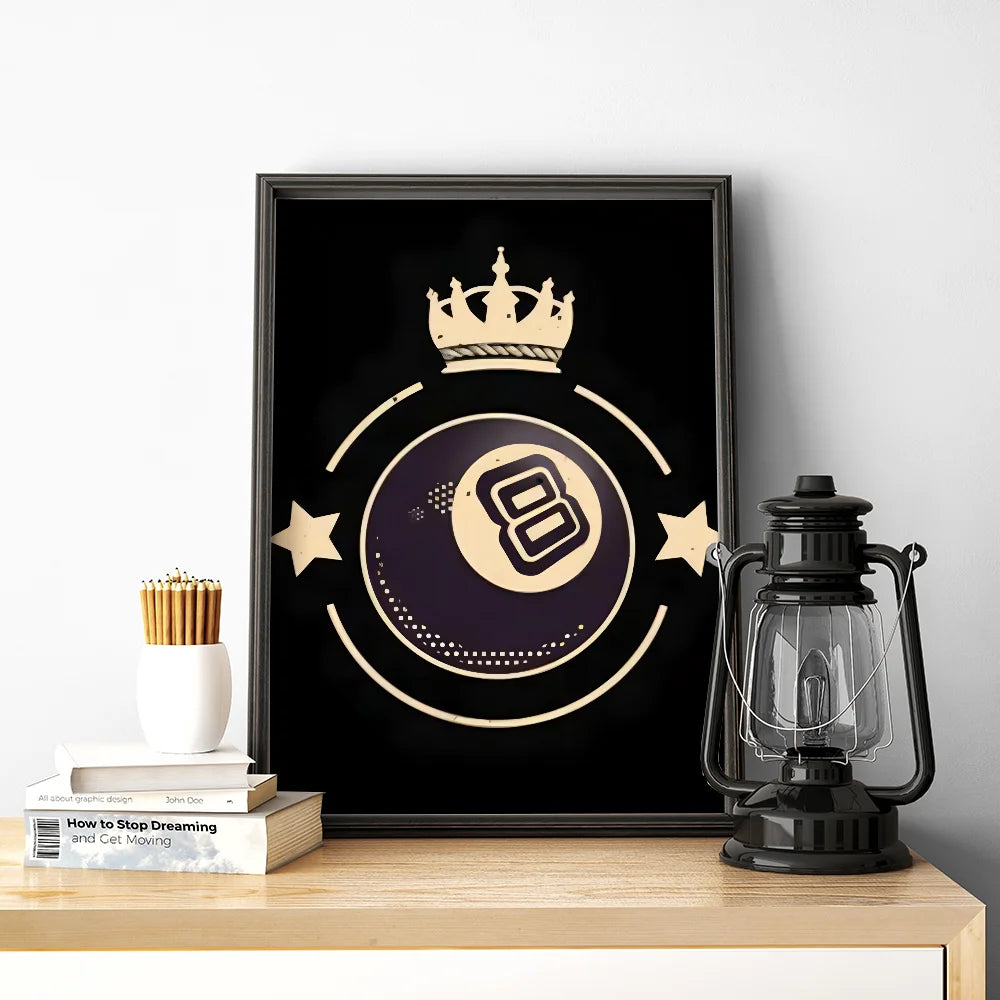High-quality No.8 ball paper print for home and office decor