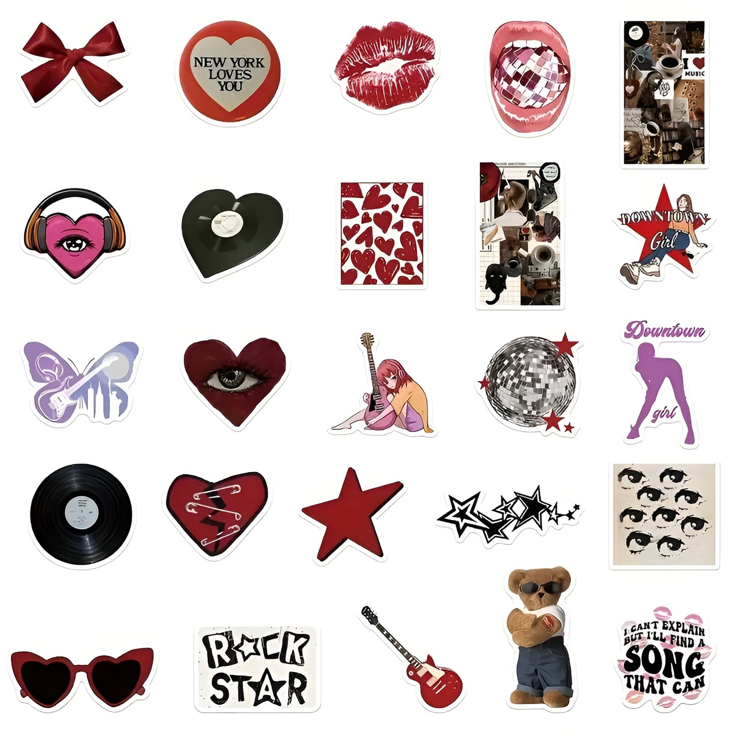 Durable and waterproof retro PVC stickers in assorted designs