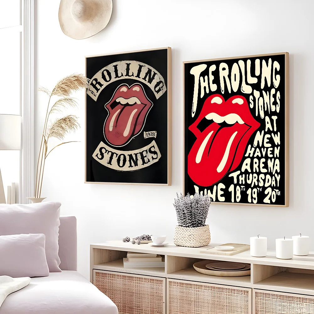 Rolling Stones retro poster for bedroom, bar, and home wall decoration.