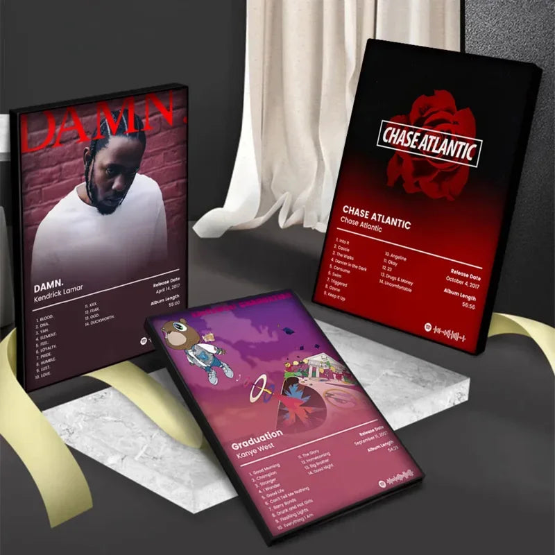 Hip hop artist Bad Bunny and Kanye West music album cover poster