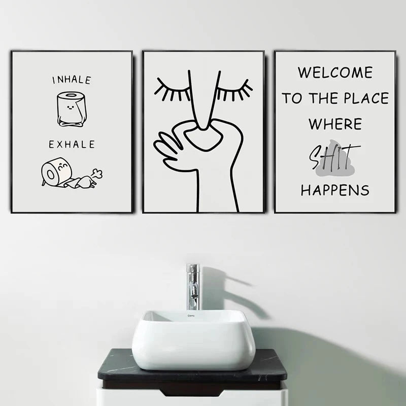 WC decor poster with sarcastic smell-themed design