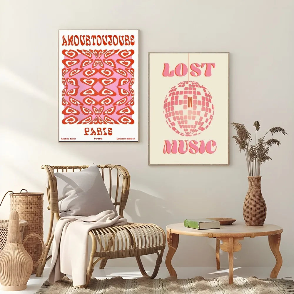 Colorful letter art poster featuring a modern abstract woman design