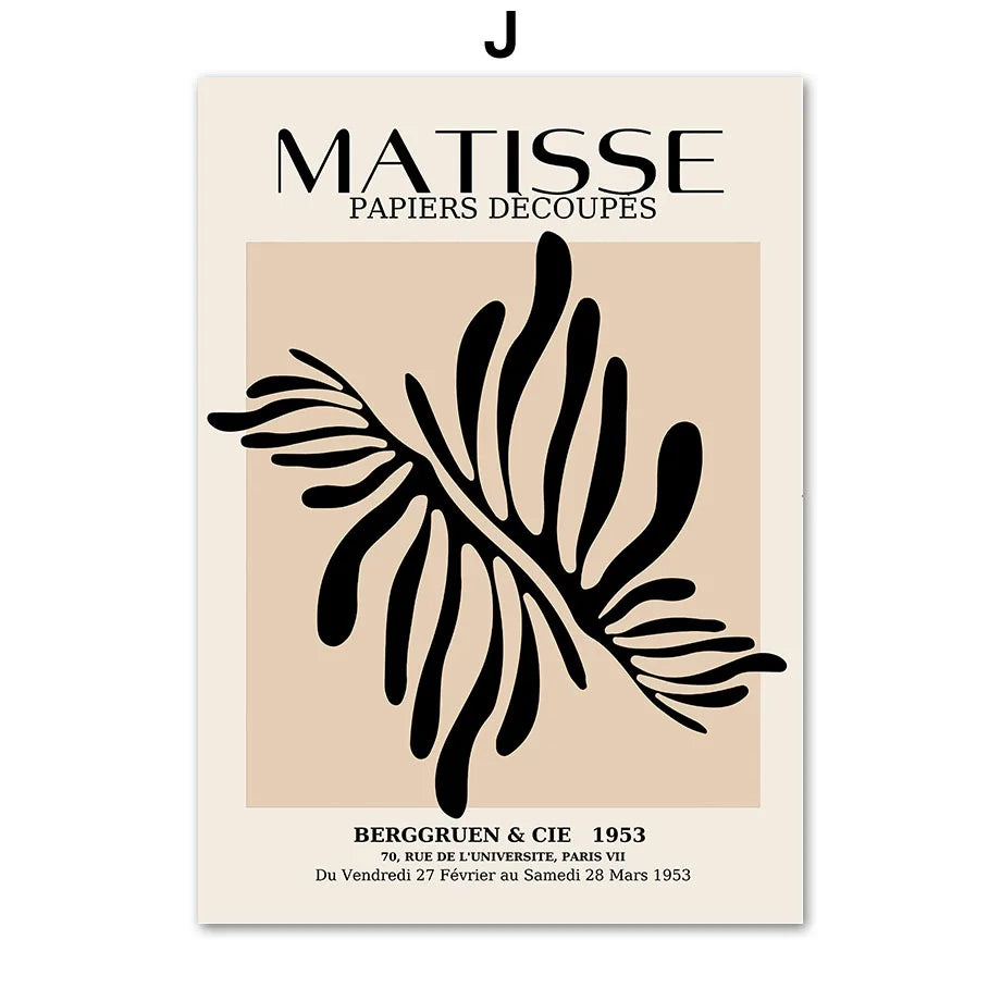 Black and beige Matisse canvas painting for aesthetic wall decoration