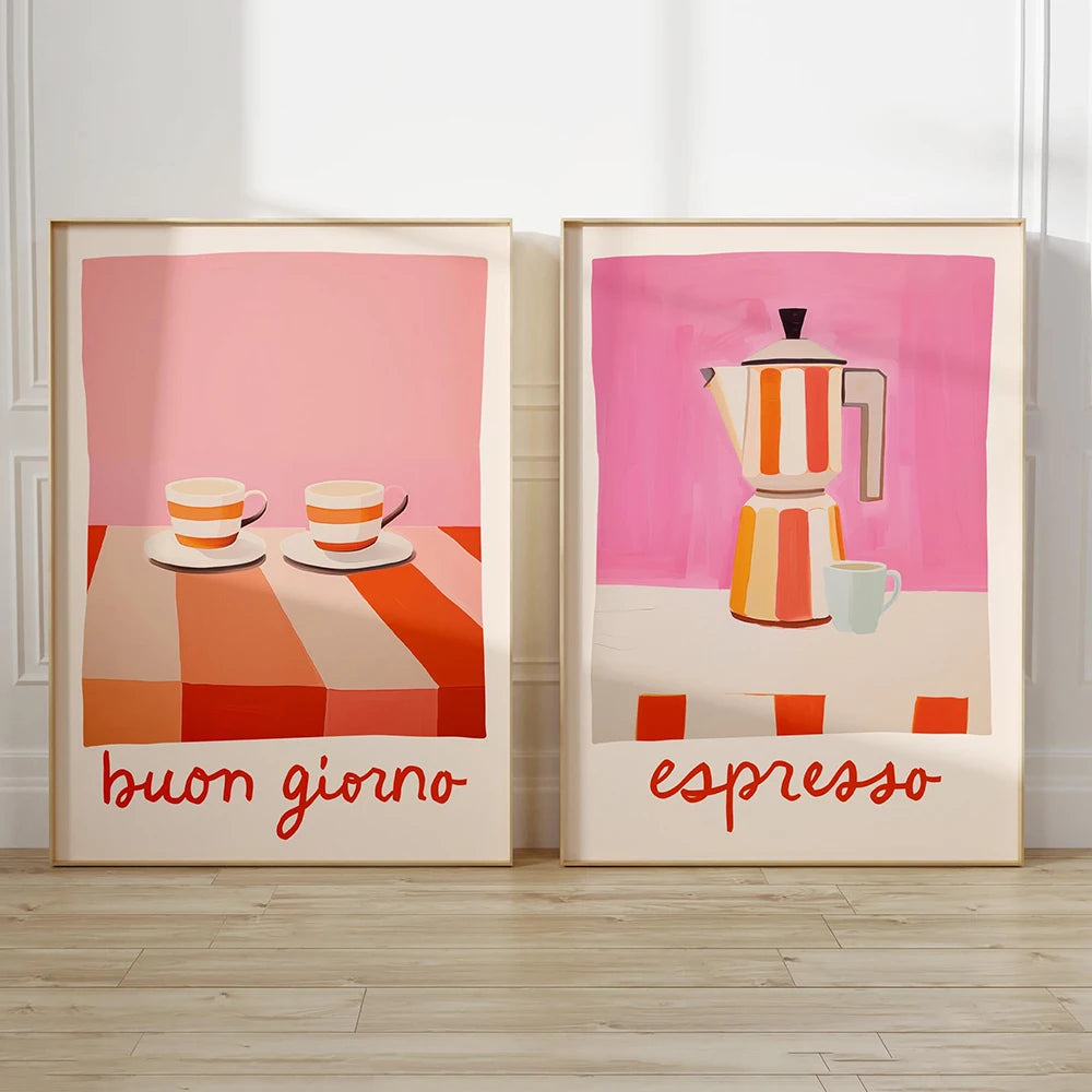 Italian espresso coffee canvas wall art for kitchen