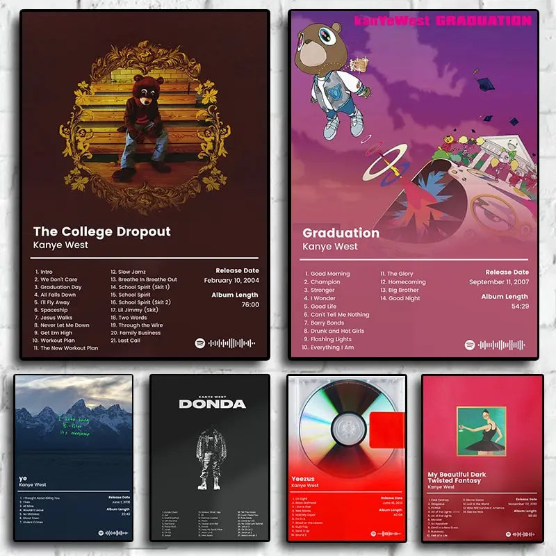 Rapper Kanye West aesthetic music album canvas print wall art
