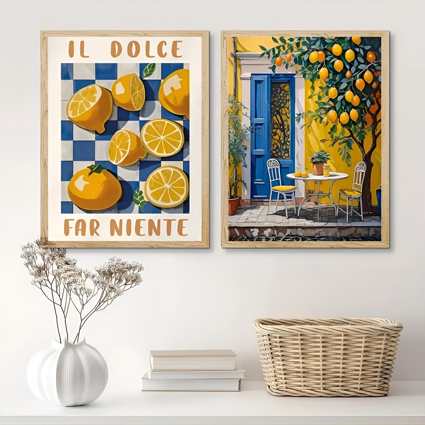 Vibrant Lemon Tree Italian Landscape Poster, Perfect for Mediterranean-Inspired Spaces
