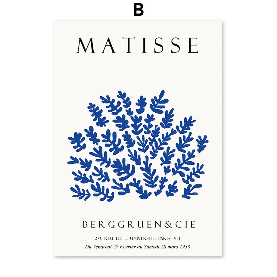 modern boho line art canvas with leaves and matisse figure