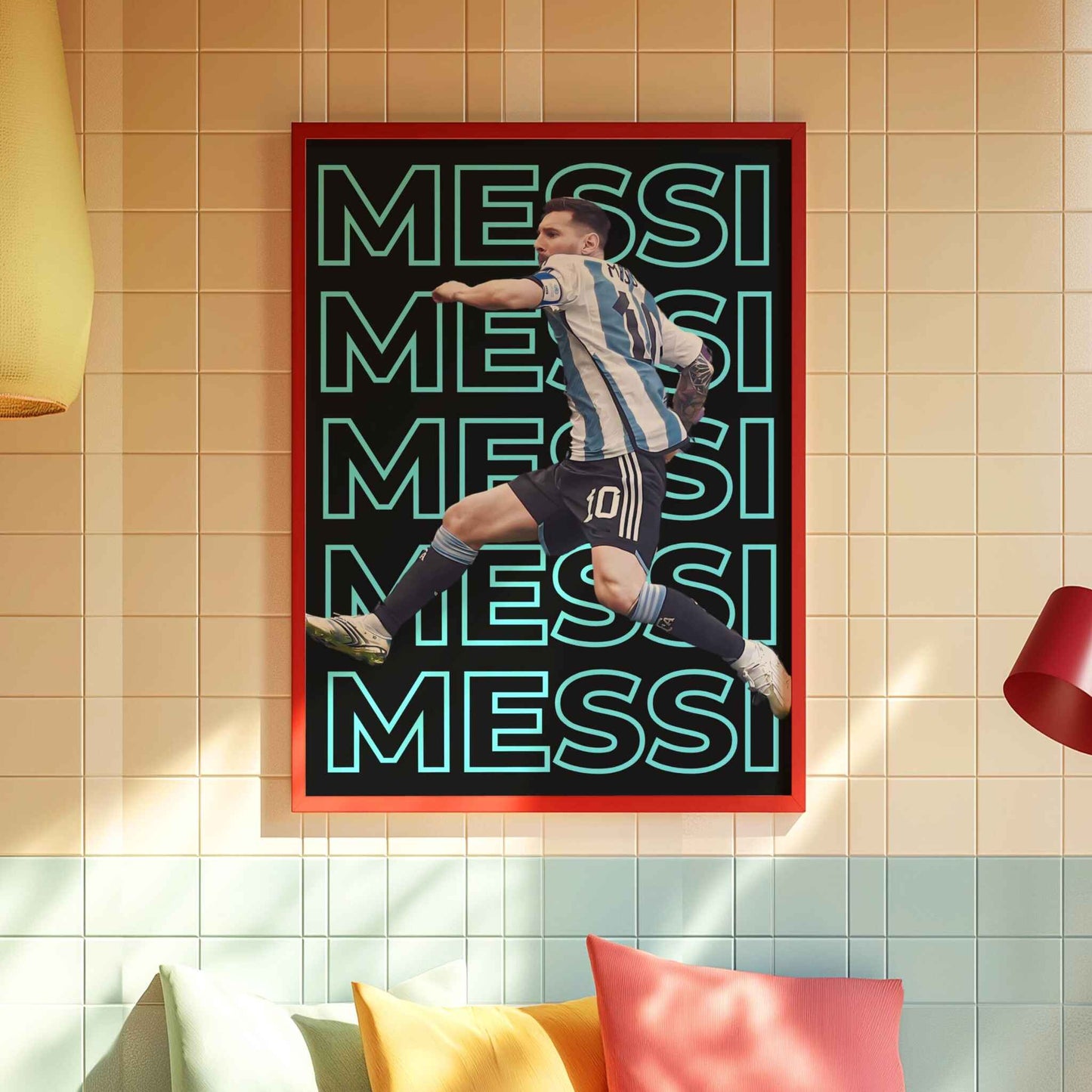 Argentina soccer illustration Lionel Messi wall decor