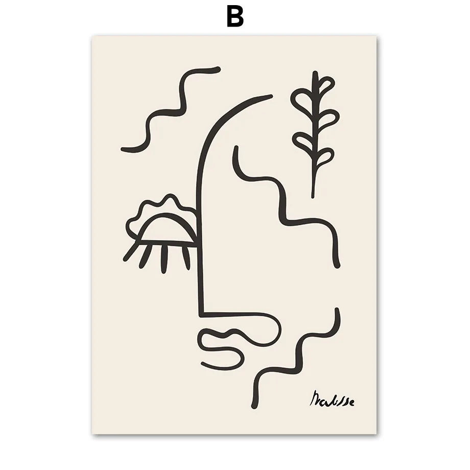 Abstract body outline and leaf wall art for living room or hallway