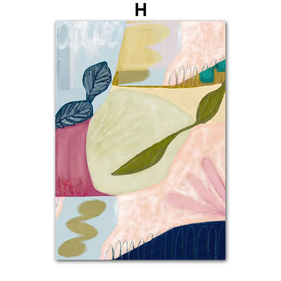 Living room wall art abstract colorful figure line canvas poster