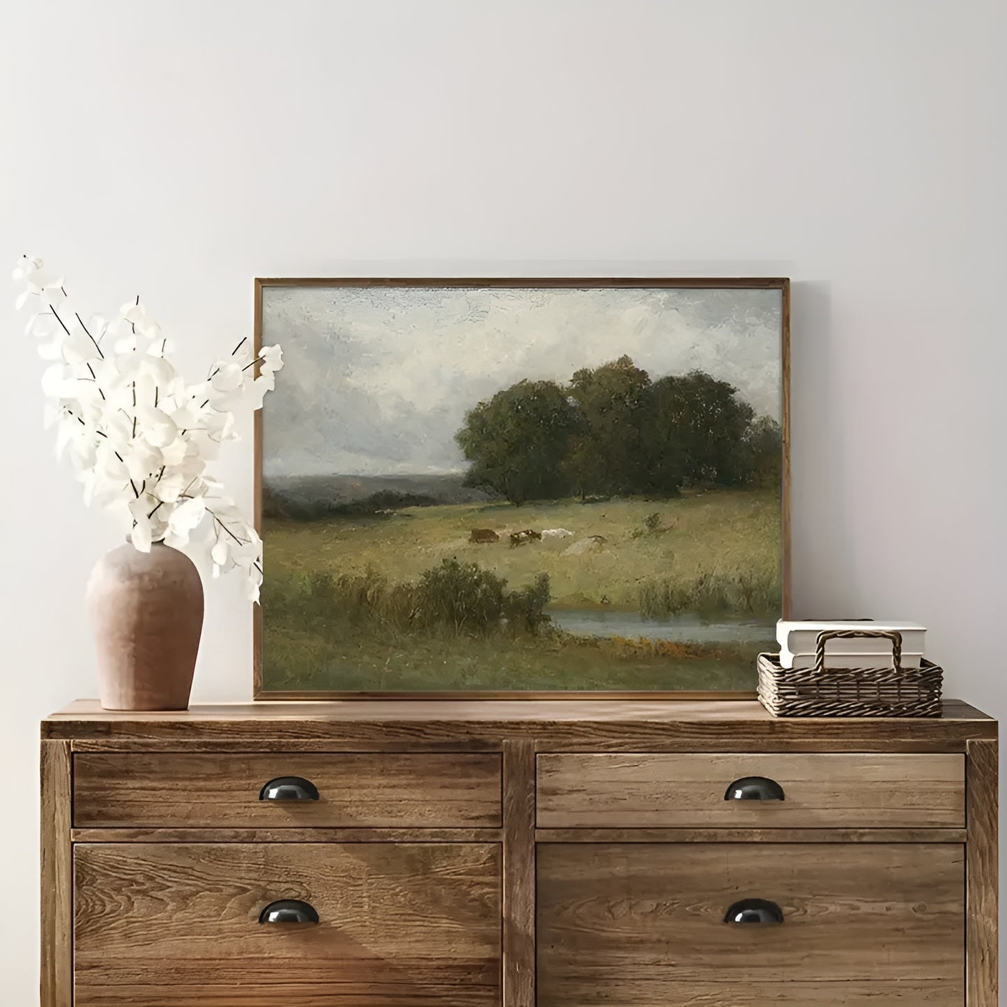 Minimalist Nordic Style Art Print, Vintage Landscape Poster for Living Room