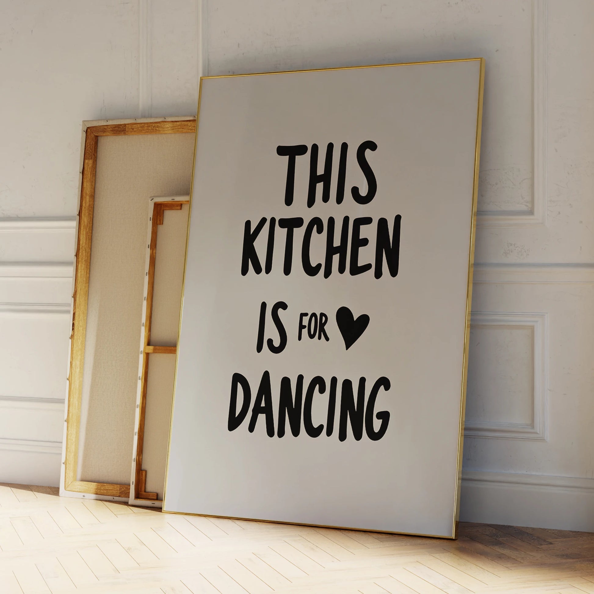 Black and white this kitchen is for dancing typography artwork