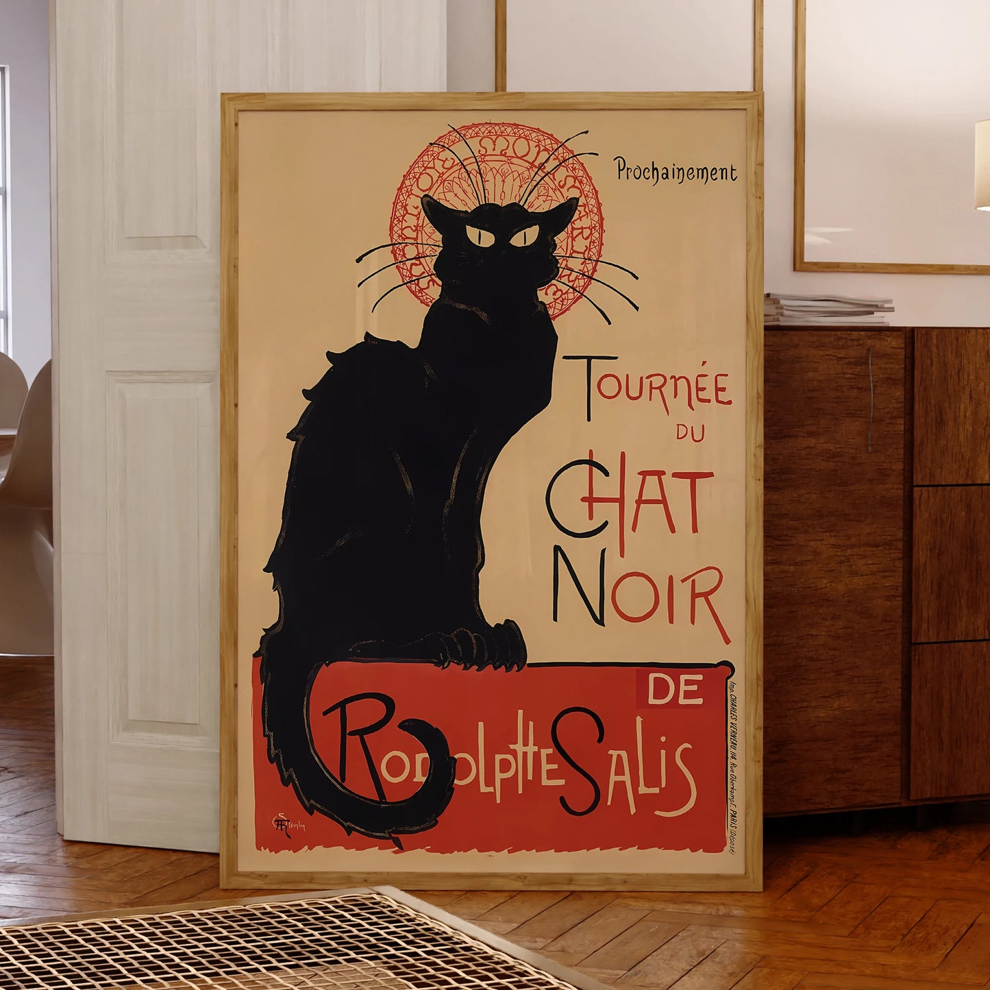 Modern Chat Noir black cat vintage French poster wall art for living room decor