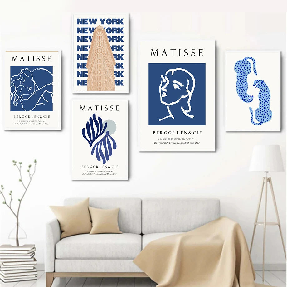 minimalist matisse inspired leopard and body wall painting