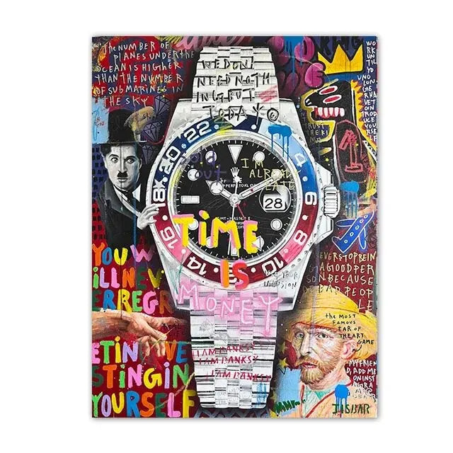 High-quality watch street art canvas print for urban-style walls