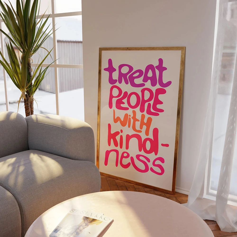 Positive affirmations wall decor treat people with kindness