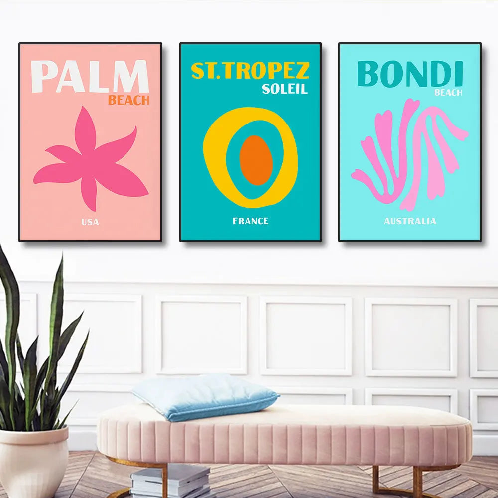 Palm Miami boho maximalist canvas painting for stylish interiors