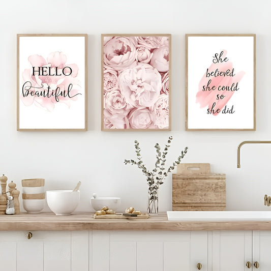 Floral canvas wall art for girl’s bedroom design