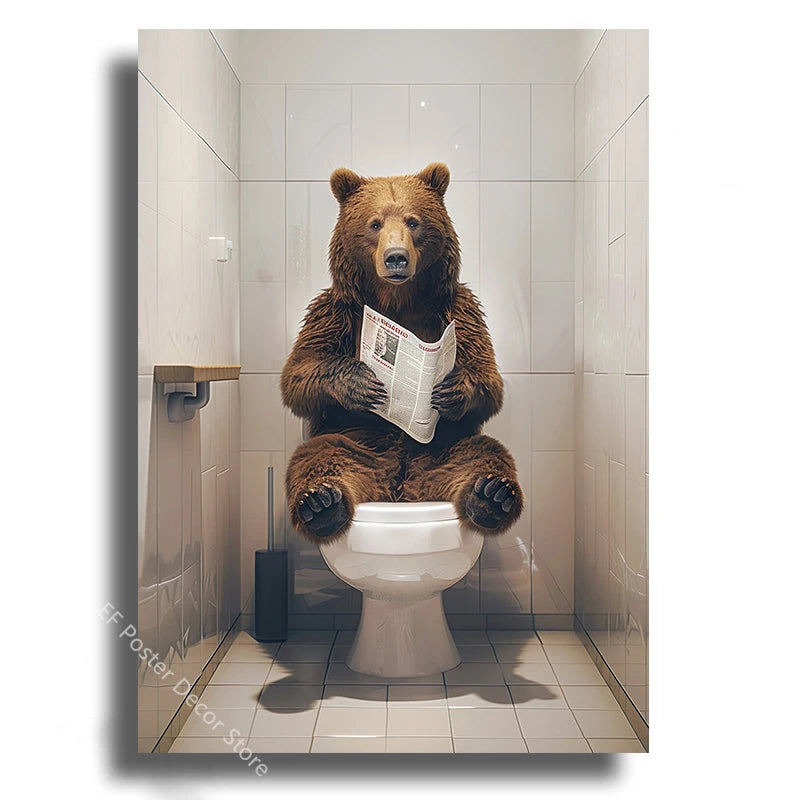 Retro style funny bathroom poster for home and office decor