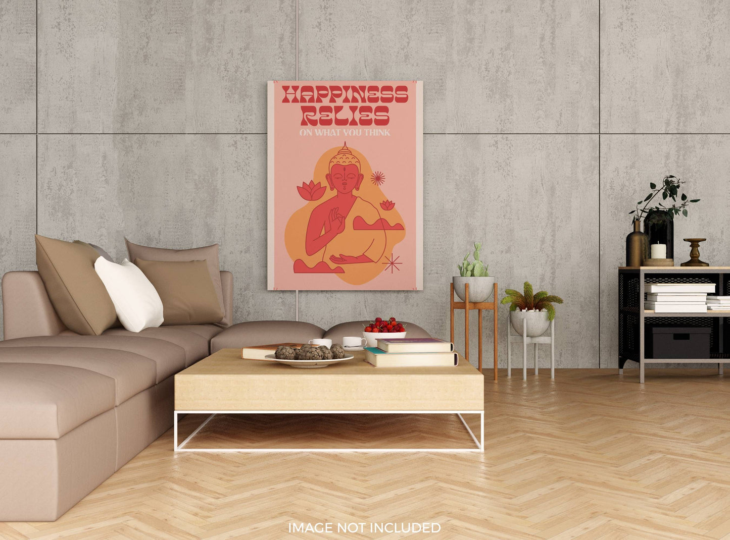 Buddha's Influence motivational wall art - Front angle