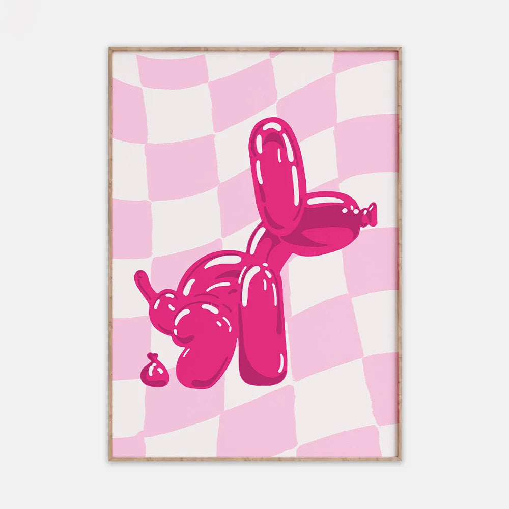 Maximalist pink dog poster print for teenager’s aesthetic space