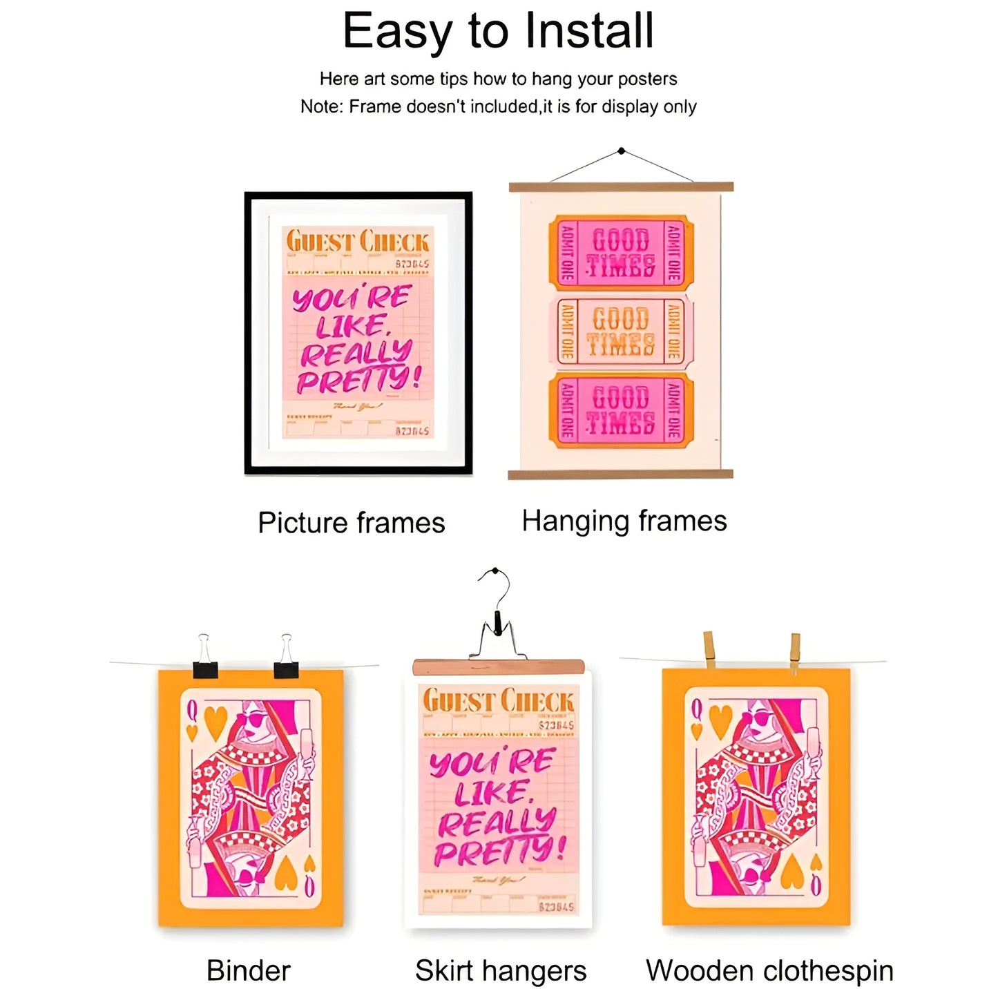 Retro Funky Queen Card and Good Times Ticket Canvas Wall Art for Dorm Room