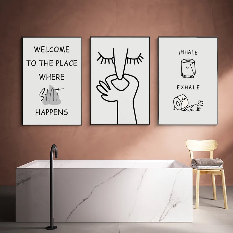 Minimalist funny print for modern bathroom walls