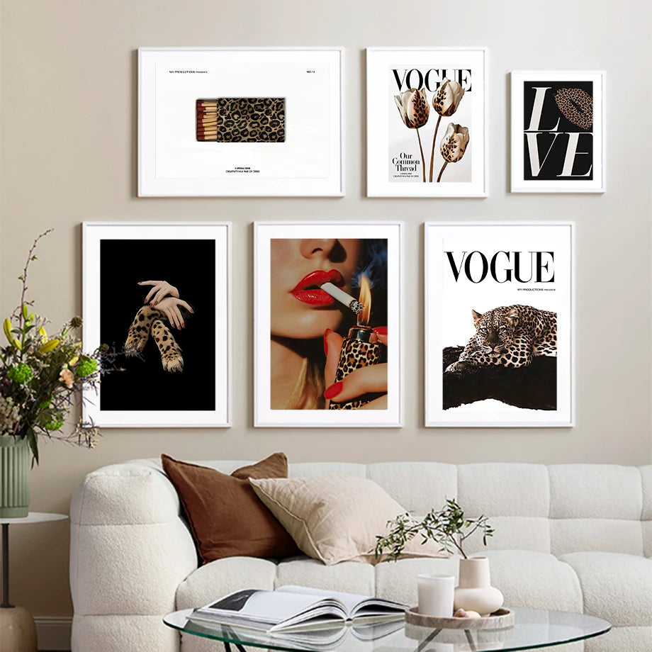Sexy women and leopard print poster for living room