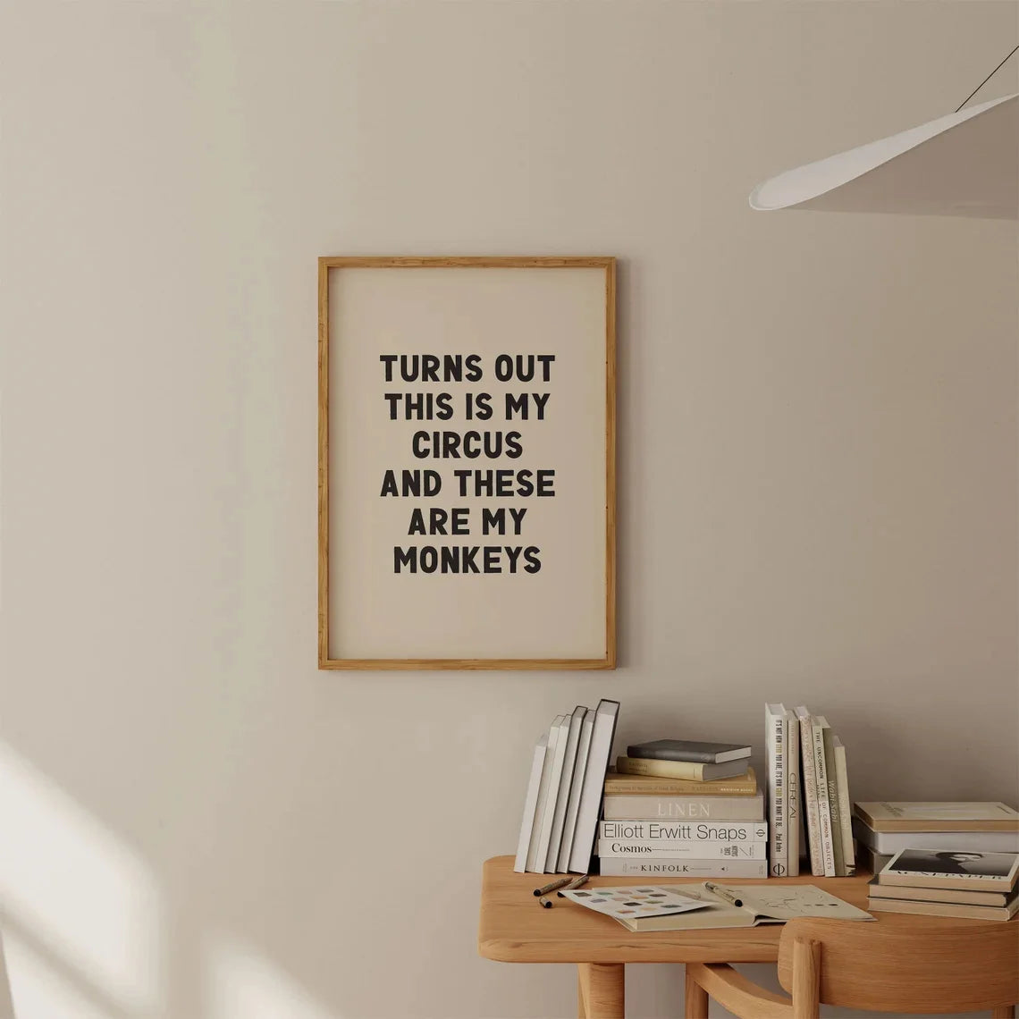 Stylish living room wall art text design