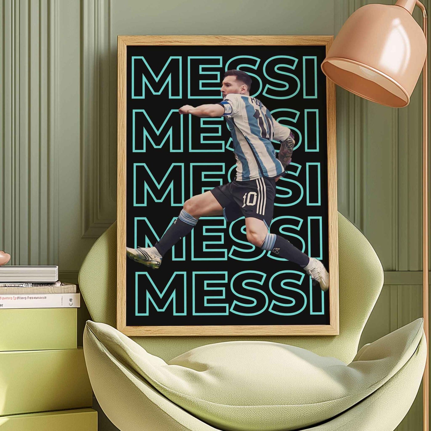 Soccer illustration Leo Messi Argentina sports print