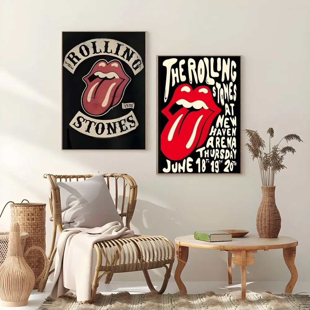 Sticky art print of Rolling Stones band for home and living room wall.