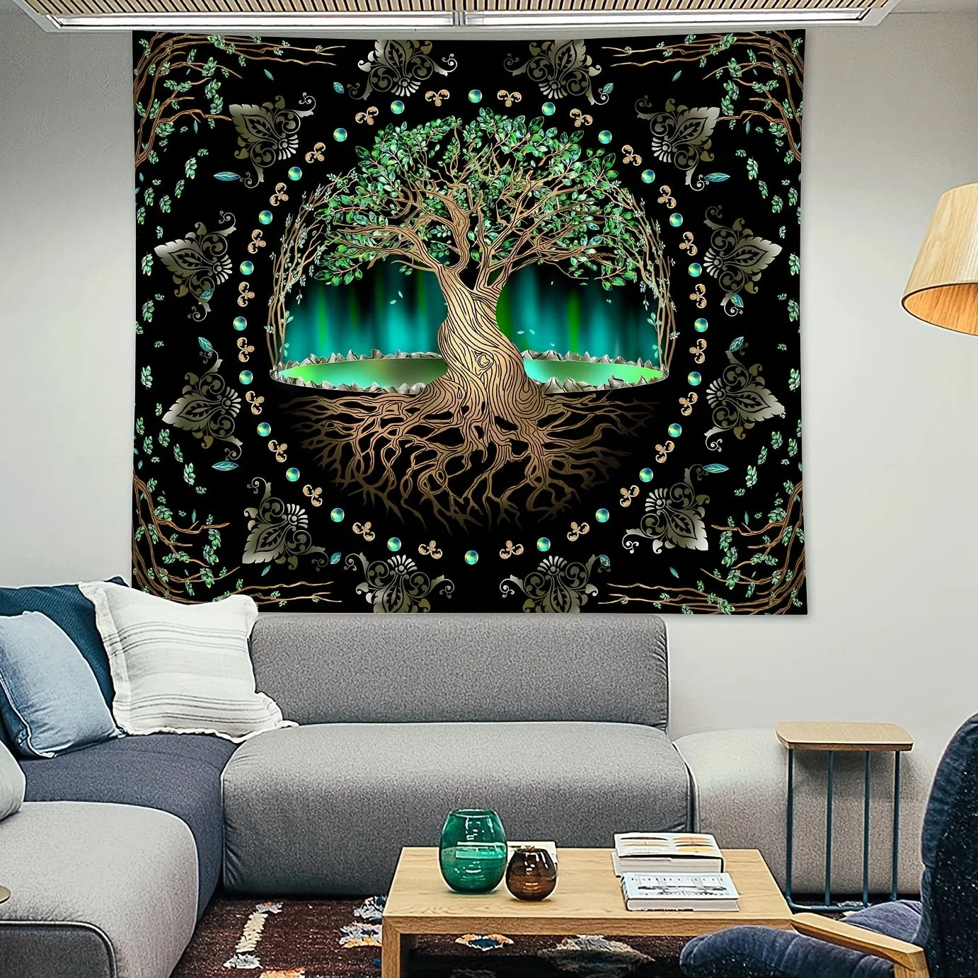 Vibrant tree of life wall hanging cloth for living room or bedroom decor