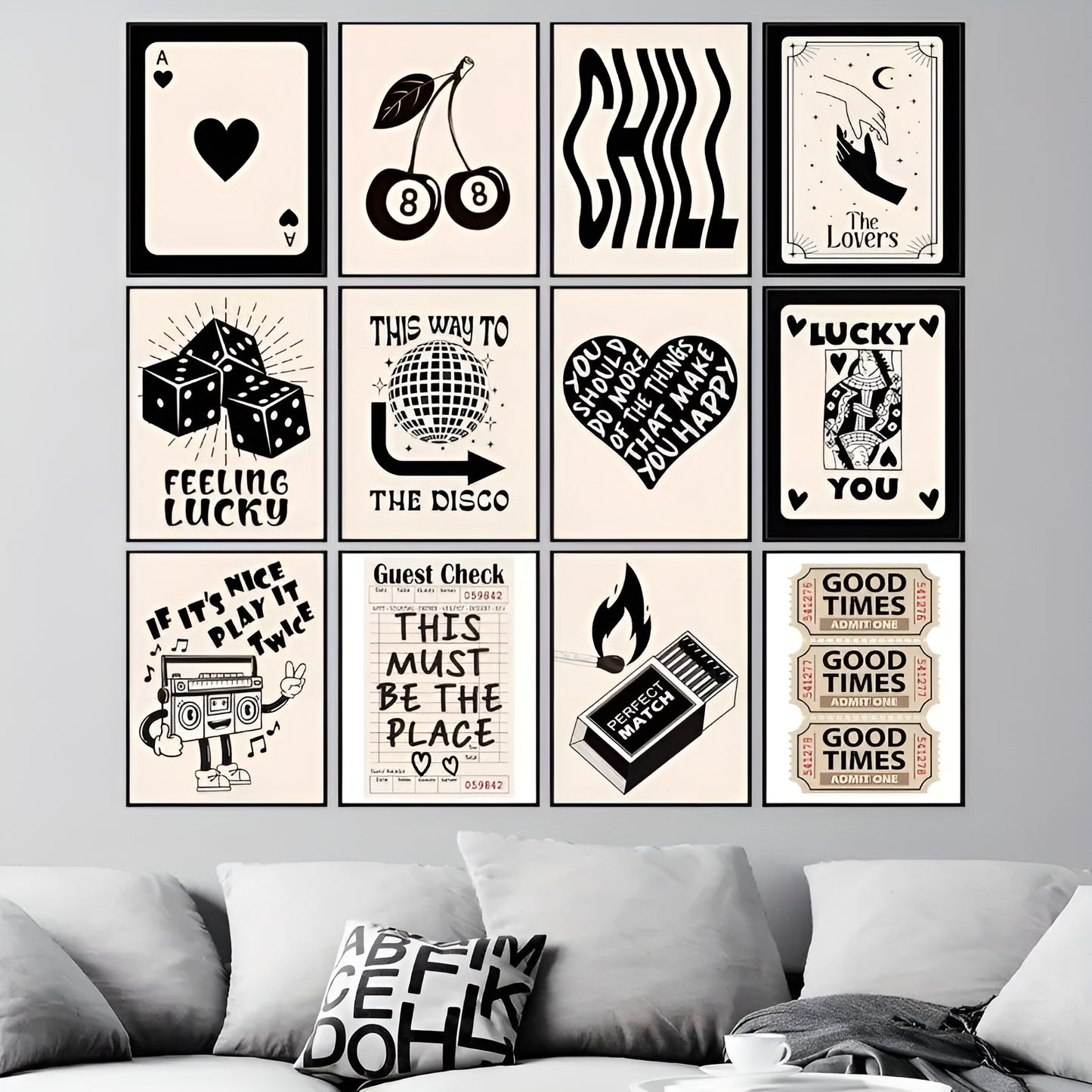 Trendy black and white aesthetic posters for modern room decoration