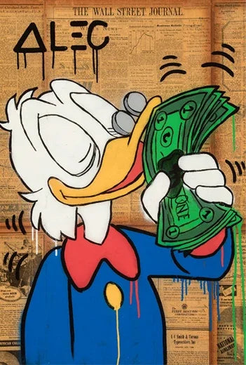 Street art style Donald Duck money love print for contemporary living spaces