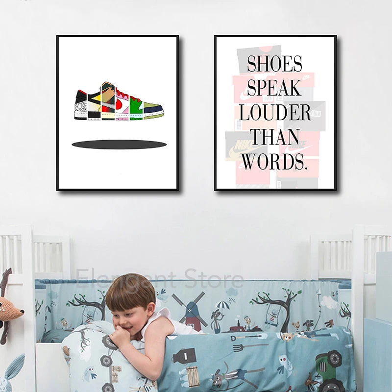 Sneaker box wall prints featuring stylish and trendy sneaker art