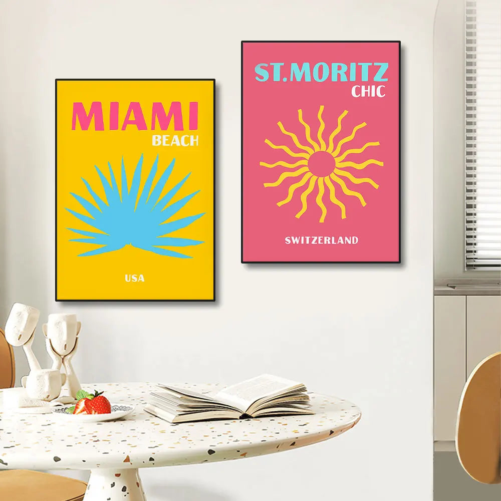 Tropical palm Miami poster in boho style for bedroom and lounge