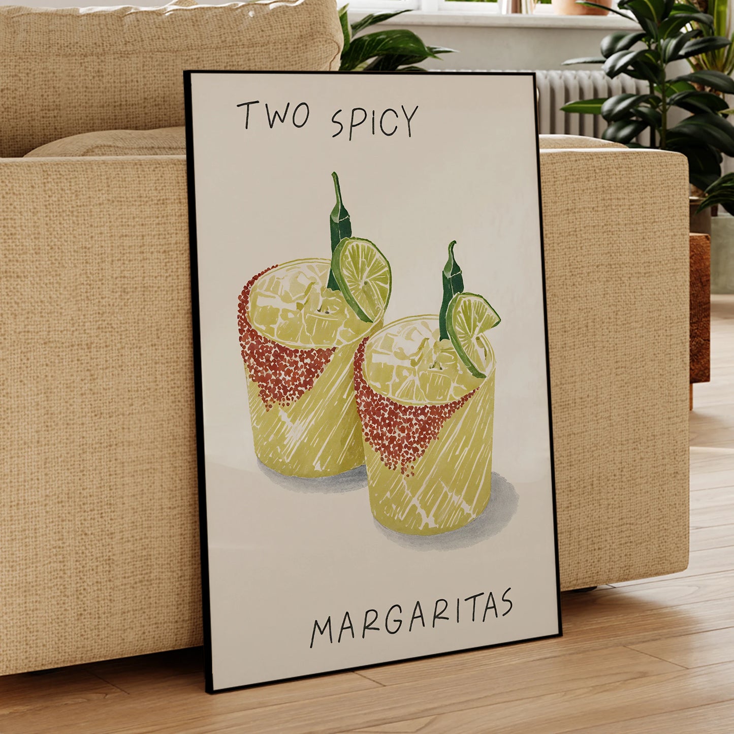 Spicy margs beverage canvas painting for kitchen or bar decor