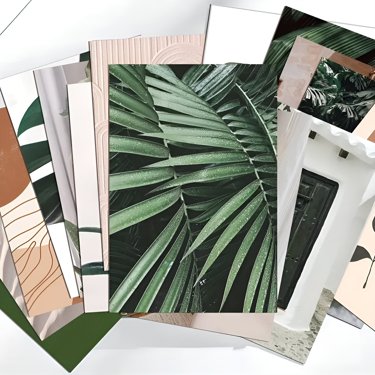 50-piece botanical collage kit with unframed greenery posters for nature lovers