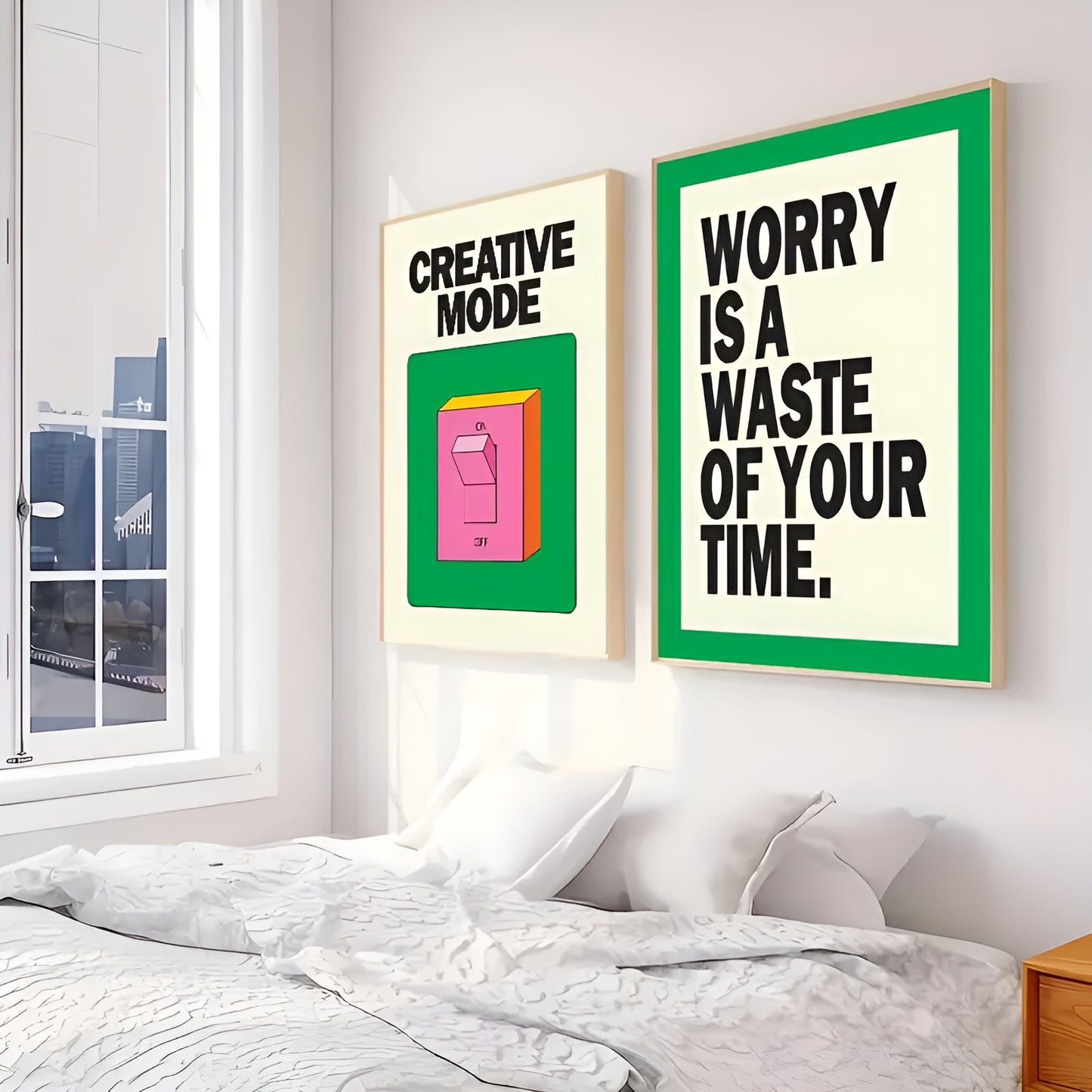 Unique Green Art Print with Funny Funky Quotes for Modern Home Decor