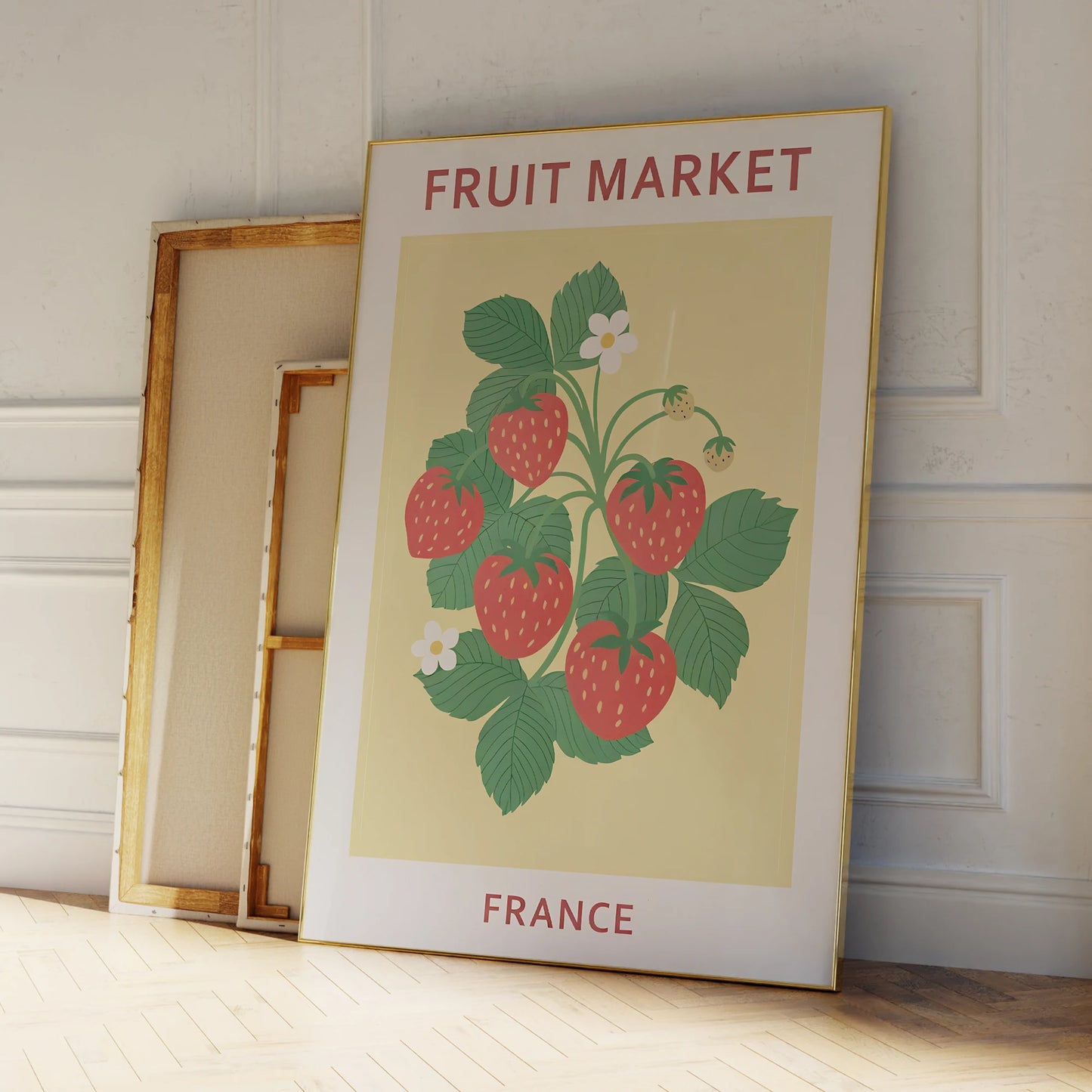 Fruit market themed strawberry painting for kitchen or bedroom