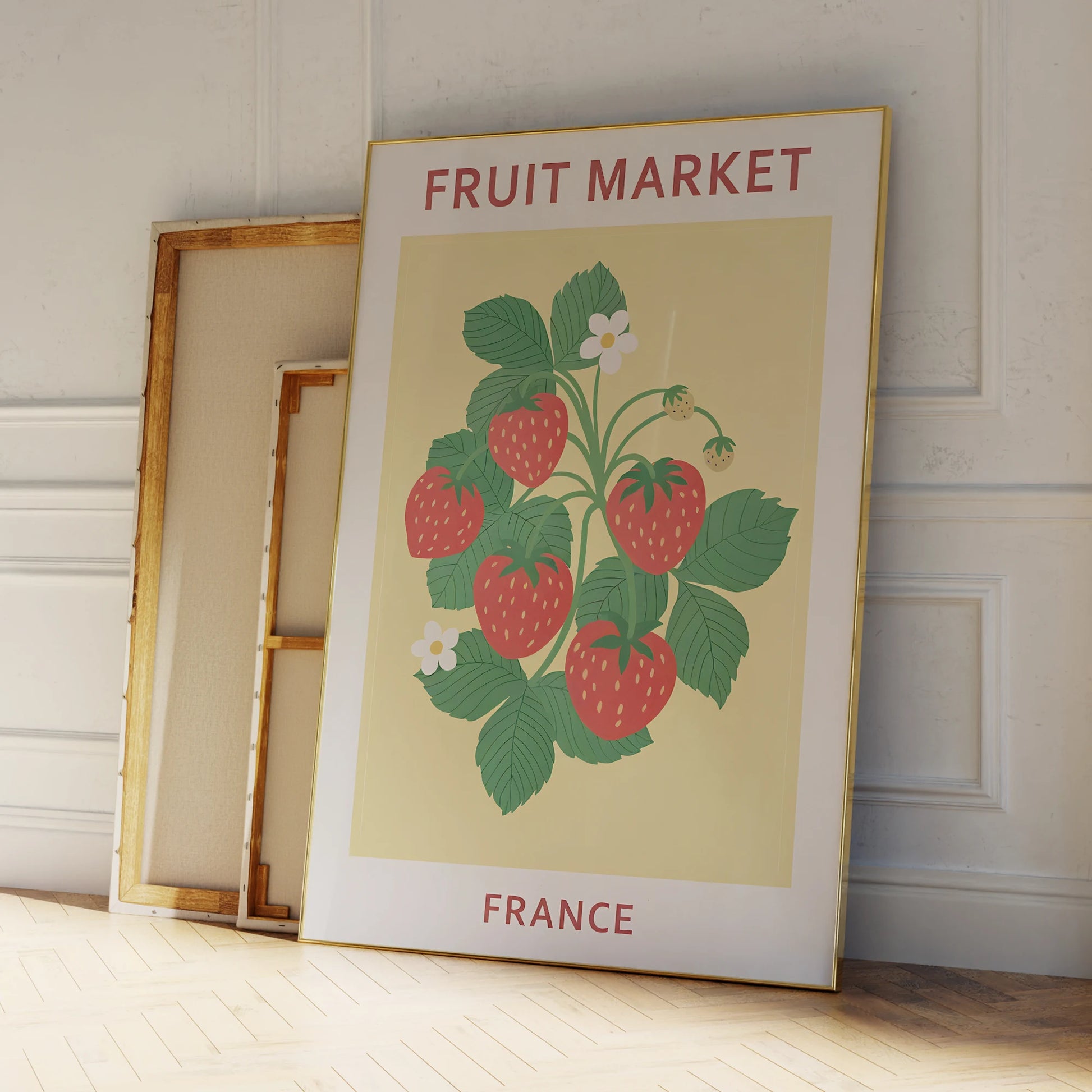 Fruit market themed strawberry painting for kitchen or bedroom