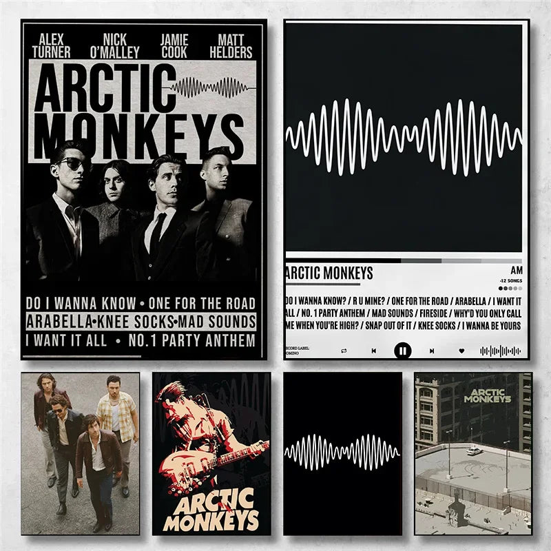 Vintage Arctic Monkeys rock band poster for music lovers' wall decor