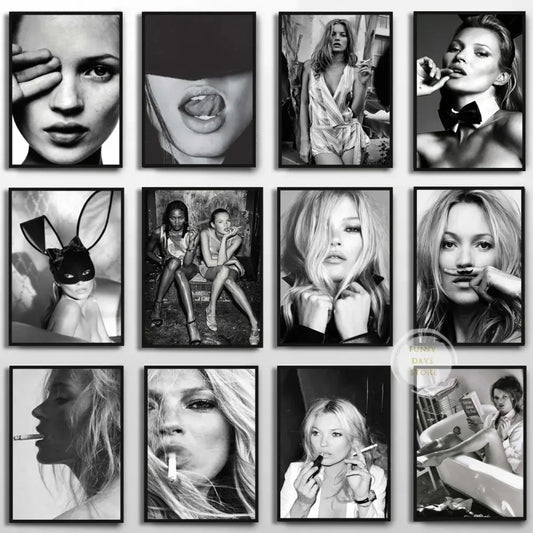 Vintage Kate Moss smoking poster fashion wall art print