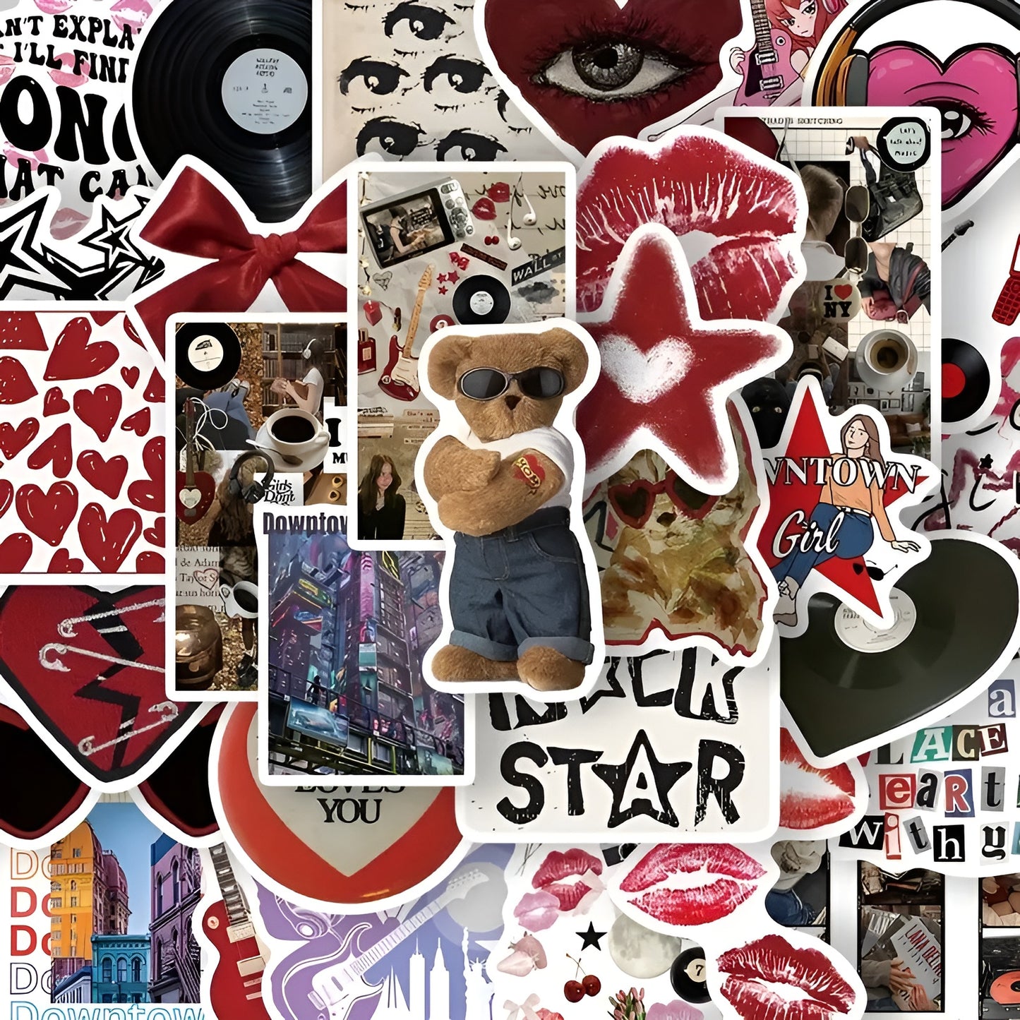 Assorted vintage-inspired PVC stickers for creative and fun decor projects