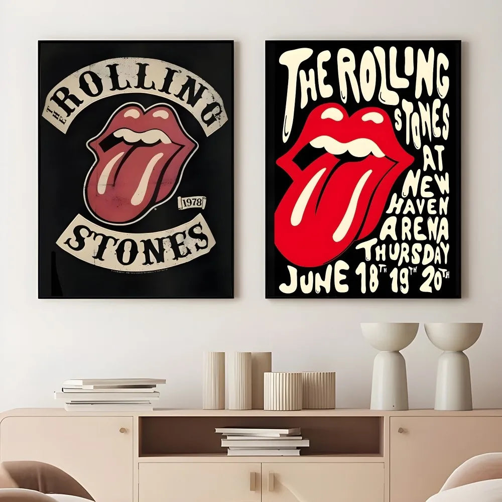 Waterproof sticky wall art featuring the R-Rolling Stones band.