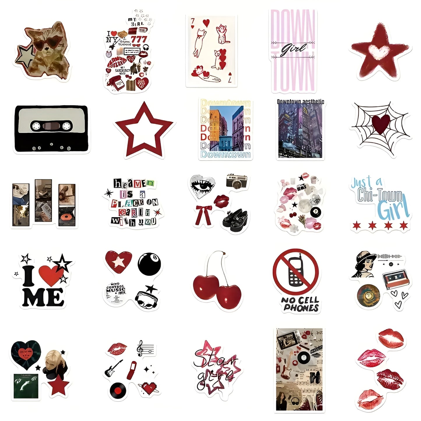 50 Pcs Waterproof PVC Retro Stickers