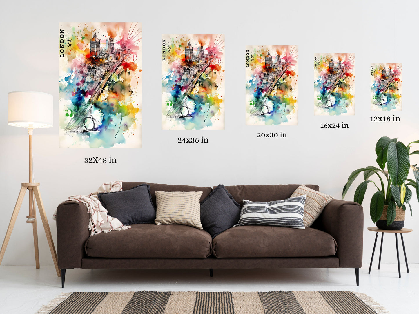 Dynamic London Watercolor Print - Matte Canvas