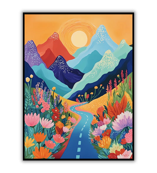 Mountain Blossom poster for serene and peaceful wall decor.	