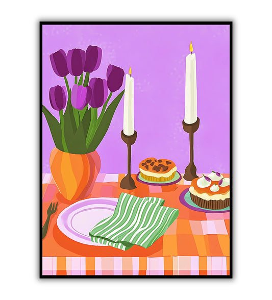 Retro Table wall art for mid-century modern decor.